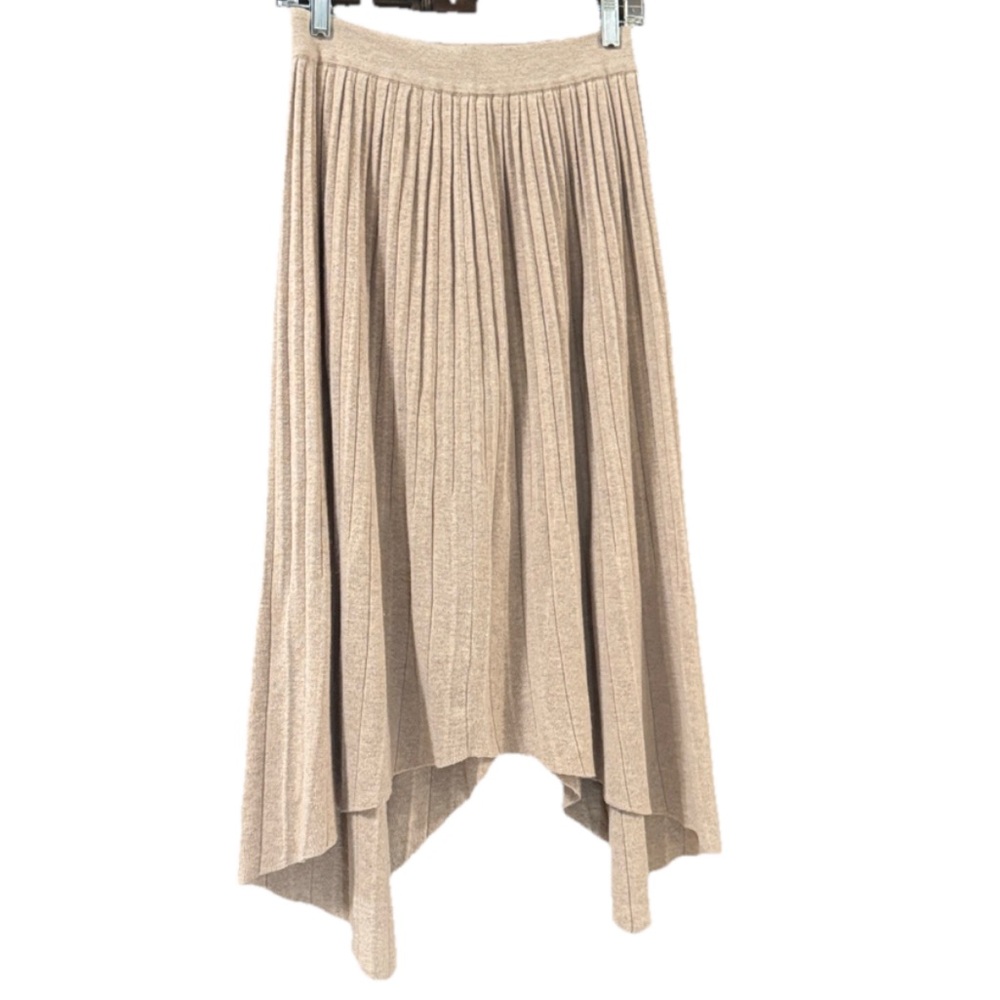 J.ING Asymmetrical knit pleated beige wool Skirt size small
